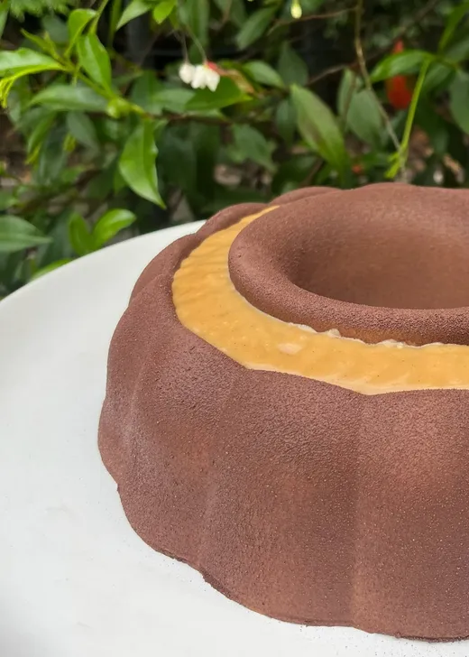 Entremets au chocolat et caramel à la vanille